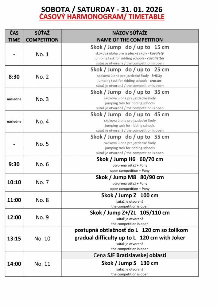 Kalendár pretekov / Halové preteky 2026 - Rozálka - foto