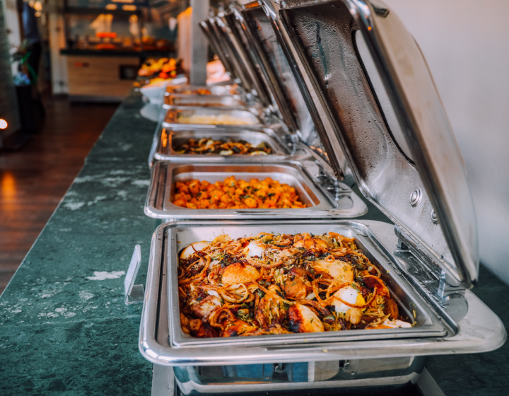 Buffet tables during the equestrian competition